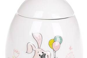 Банка керамическая 'Веселый кролик с цветами' 450мл с объемным рисунком