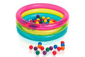 Бассейн детский Intex 3 кольца с шариками 48674 86х25 см Разноцветный
