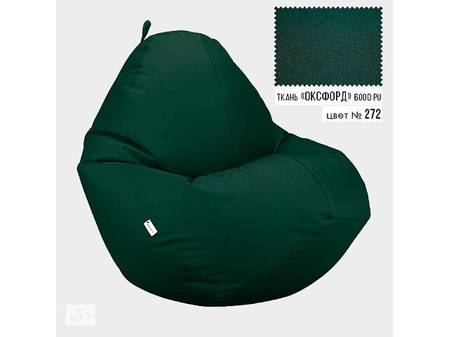 Бескаркасное кресло мешок груша Овал Coolki XXL 90x130 Темно-Зеленый (Оксфорд 600D PU)