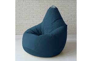 Безкаркасне крісло мішок груша з внутрішнім чохлом Coolki Велюр Темно-синій XXXL140x110