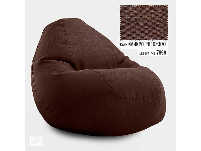 Безкаркасне крісло мішок груша Овал Coolki Рогожка XXL 130x90 коричневий