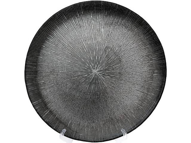 Блюдо Bona сервировочное сервировочные Silver Web декоративное диаметр 33см подставная тарелка стекло DP40216