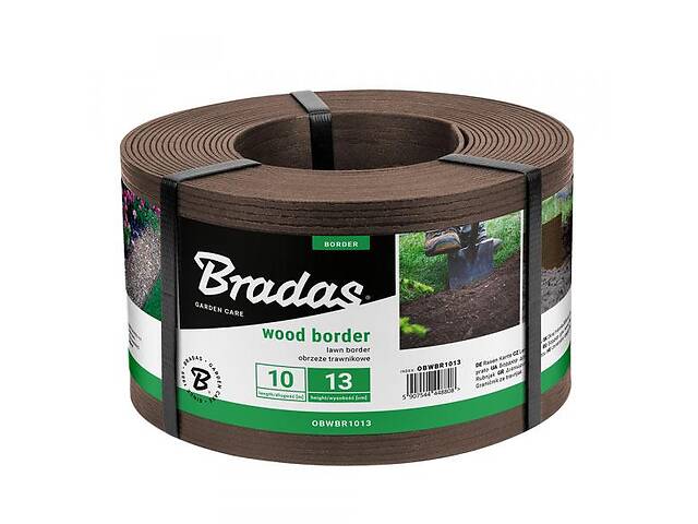 Бордюр Wood Border 130мм х 28мм х 10м коричневый Bradas
