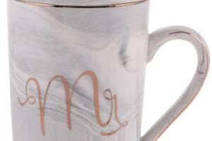 Чашка с крышкой и ложкой Кофейное утро Gray Mr 420мл DP218639 BonaDi