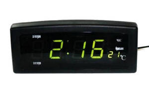 Часы будильник Caixing CX-818 зеленая подсветка Черные (258627)