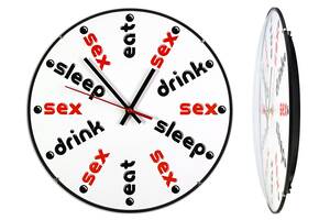 Часы настенные ДомАрт Еat drink sleep sex Тихий ход 30х30х5 см Белый (19049)