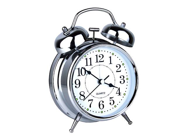 Часы настольные Clock с будильником Моен Классик Тихий ход 16х11,5х5,5 см Стальной (16284)