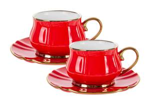 Чайно-кофейный фарфоровый набор Lefard RedSolez 2 персоны 200 мл Красный AL120339
