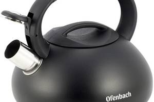 Чайник 2.5л черный матовый из нержавеющей стали со свистком DP97186 Ofenbach