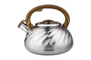 Чайник для плиты со свистком 3л MAGIO MG-1194 Steel/Wood