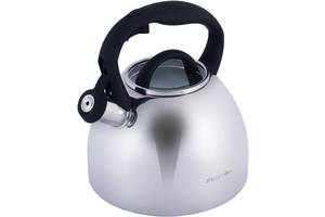 Чайник Kamille Whistling Kettle 2.7л из нержавеющей стали со свистком и стеклянной крышкой (черная ручка)