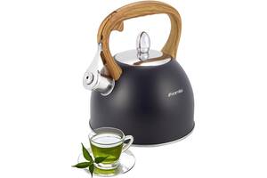 Чайник Kamille Whistling Kettle Black 2.5л из нержавеющей стали со свистком (черный)