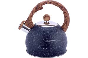 Чайник Kamille Whistling Kettle Marble 2л из нержавеющей стали со свистком, черный мрамор