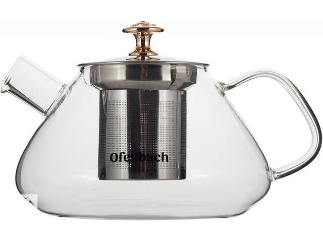 Чайник стеклянный заварочный Ofenbach 1000мл со съемным ситечком (0616l)