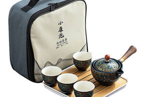 Чайный набор из 6 предметов Lesko blue для китайской чайной церемонии пуэра керамический