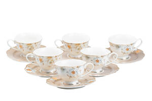 Чайный сервиз на 6 персон керамический TS Kitchen Rose hip белый (HP23412)