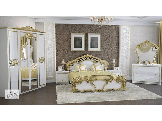 Спальня Миро-Марк Єва бароко Білий глянець/Золото (38061)