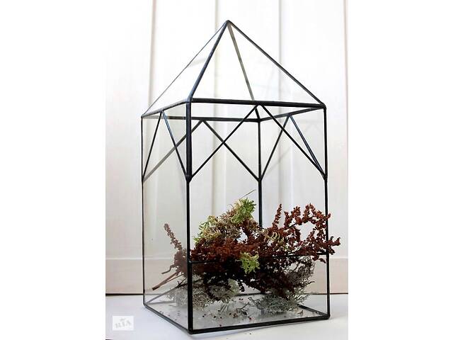 Декор для дома флорариум ваза KoTs Loft 295*145*145 см Черный/прозрачный