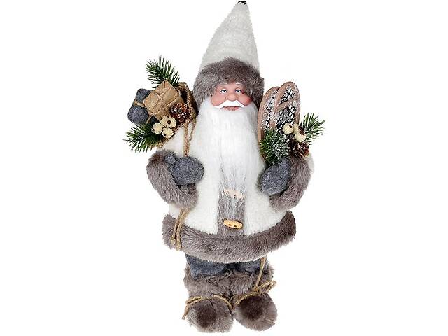 Декоративная фигура 'Санта в шубке' 30см, серый