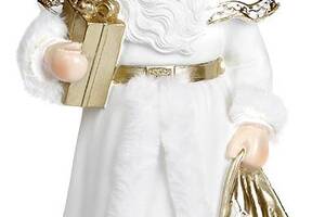 Декоративная фигура Санты 'Долгожданный Гость' 17.5х17х31см, полистоун, белый с золотом