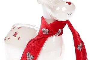 Декоративная керамическая фигурка 'Олень в красном шарфе' 16.8см