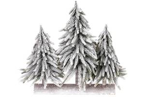 Декоративная композиция из 3 елок 'Снежная' 35х15х35см, на деревянной подставке
