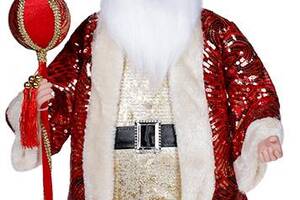Декоративная музыкальная фигура 'Санта с посохом' 60см, красный с пайетками