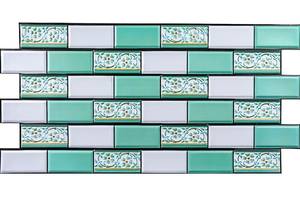 Декоративная ПВХ панель кирпич зеленый орнамент 960х480х4мм SW-00001429