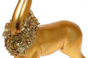 Декоративная статуэтка 'Олень с ожерельем из цветов' 35см, полистоун, золото