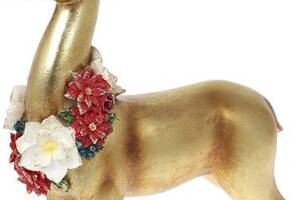 Декоративная статуэтка 'Олень с ожерельем из цветов' 35см, золото