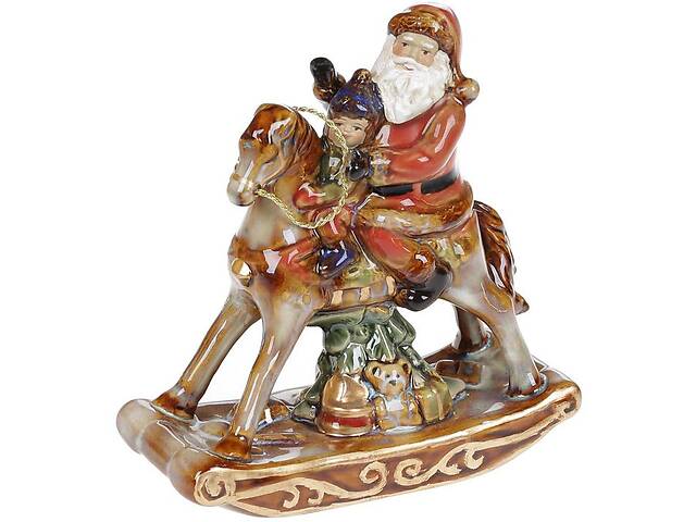 Декоративная статуэтка Санта с малышом на лошадке 13х5.5х14см Bona DP69421