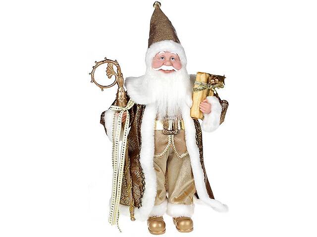 Декоративная статуэтка Санта с посохом 45см, золотистый Bona DP69497