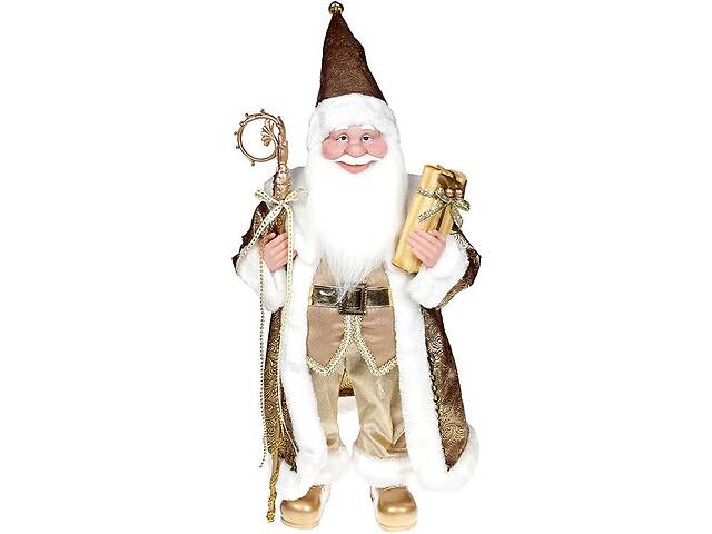 Декоративная статуэтка Санта с посохом 60см, золотистый Bona DP69507
