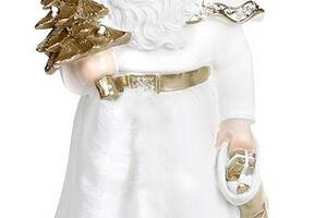 Декоративная статуэтка Санты 'Долгожданный Гость' 14х12х23см, полистоун, белый с золотом