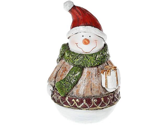Декоративная статуэтка 'Снеговик с подарком' 14.5см
