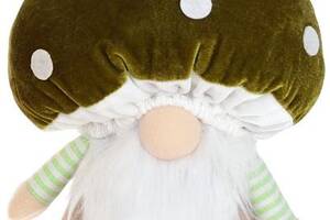 Декоративная игрушка Гномик-гриб 33 см зеленая шапка BonaDi DP219329