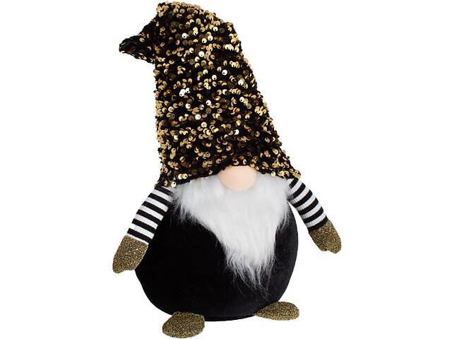 Декоративная игрушка Гномик-морячок 49см черный с золотыми пайетками BonaDi DP219351