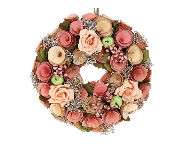 Декоративный пасхальный венок LI100250 BonaDi 24см розово-Персиковый