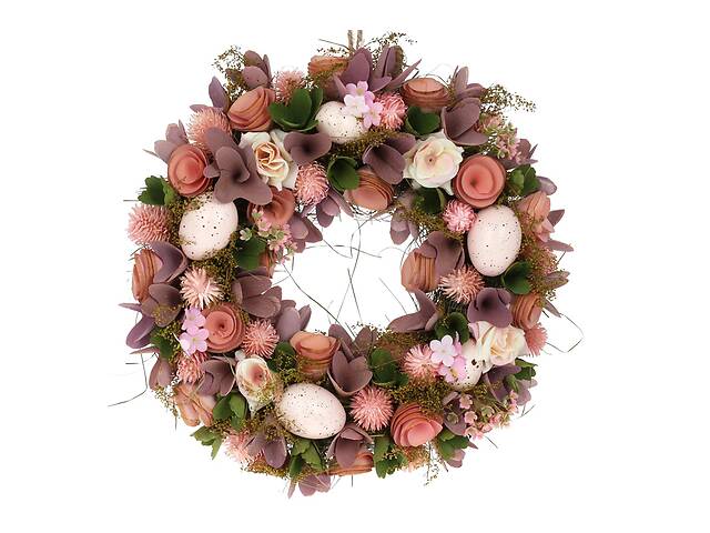 Декоративный пасхальный венок LI100258 BonaDi 33см Лилово-Персиковый