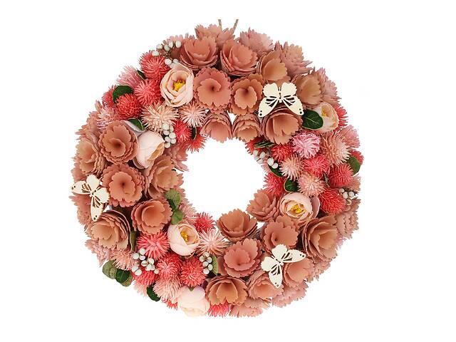 Декоративный пасхальный венок LI100262 BonaDi 34см Персиковый