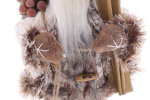 Декоративный Santa в коричнево-бежевом цвете с подарками и лыжами BonaDi 30см DP219443