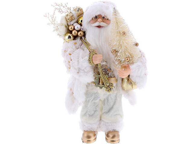 Декоративный Santa в серебристо-белом цвете с елкой и подарками BonaDi 30см DP219429