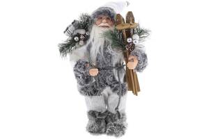 Декоративный Santa в сером цвете с лыжами и подарками BonaDi 30 см DP219413