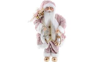 Декоративный Santa в цвете пыльная роза с подарками и фонарем 45см BonaDi DP219405