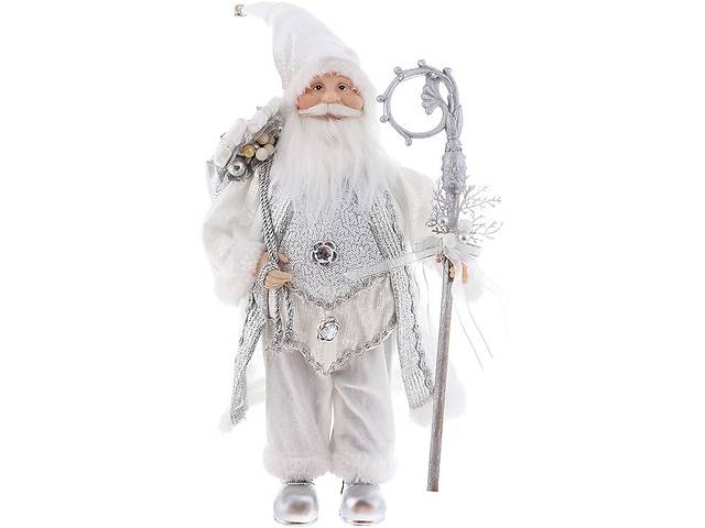 Декоративный Santa в цвете серебро с подарками и посохом 45см BonaDi DP219400