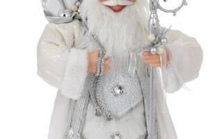 Декоративный Santa в цвете серебро с подарками и посохом BonaDi 60 см DP219401