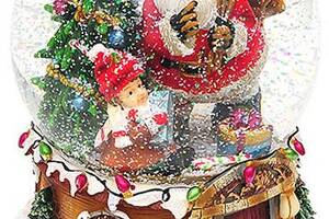 Декоративный водяной шар 'Санта с подарками' 20см, музыкальный