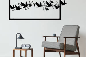 Деревянная картина Moku 'Birds' 80x36 см