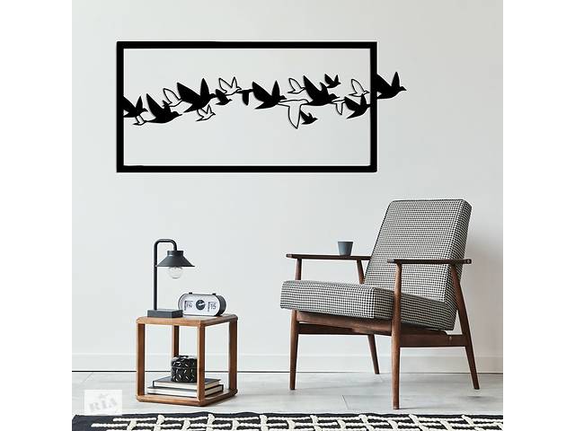 Дерев'яна картина Moku 'Birds' 80x36 см