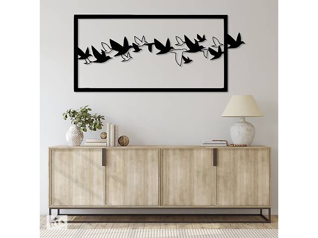 Дерев'яна картина Moku 'Birds' 90x41 см